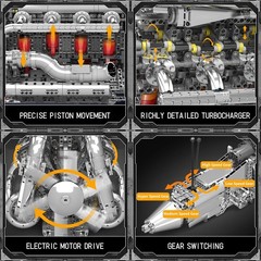 Realistic V8 Engine Building Blocks Set – 2899 PCS STEM Toy for Teens & Adults