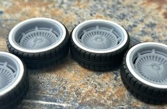 Resin 22 In. “Raceline Tri-Five” Wheels, W/ One Inch Whitewalls,1/24 1/25 Scale