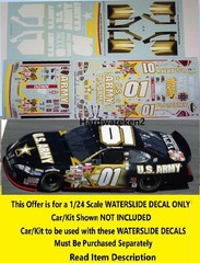 NASCAR DECAL # 01 US ARMY 2003/04 PONTIAC CHEVROLET NADEAU NEMECHEK JWTBM 1/24