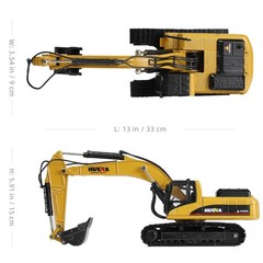 1/40 Scale Diecast Excavator Model Toy 360° Rotating Movable Arm Gift Box Men