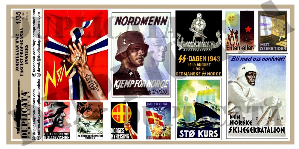 Diorama Accessory – 1/35 Fascist Norway Propaganda Posters, Various Sizes – WW2
