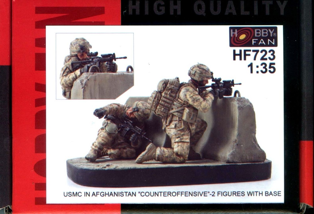 Hobby Fan 1/35 HF-723 USMC in Afghanistan “Counteroffensive” – 2 Figures w/Base