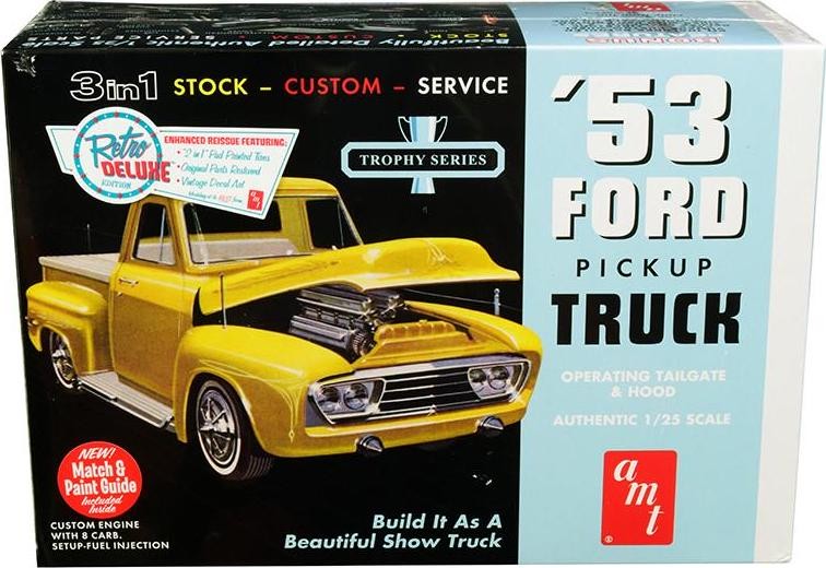 1953 Ford Pickup Truck Trophy Series 3 in 1 Kit 1/25 Scale Skill 2 Model Kit AMT