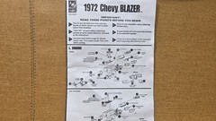 1972 CHEVY BLAZER DECALS & INSTRUCTIONS 1:25 scale AMT Model Kit PARTS