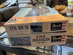 Revell S.M.S. Seeadler “Sea Eagle” Ship Model & Stag Hound 1960s Parts Lot
