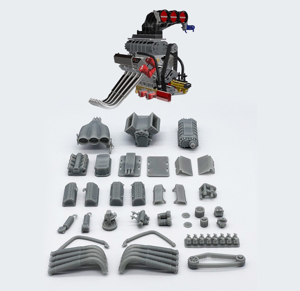 Funny Car Blown Nitro Hemi Engine Kit for Drag Models Scales 1/24 1/25 1/18 1/16