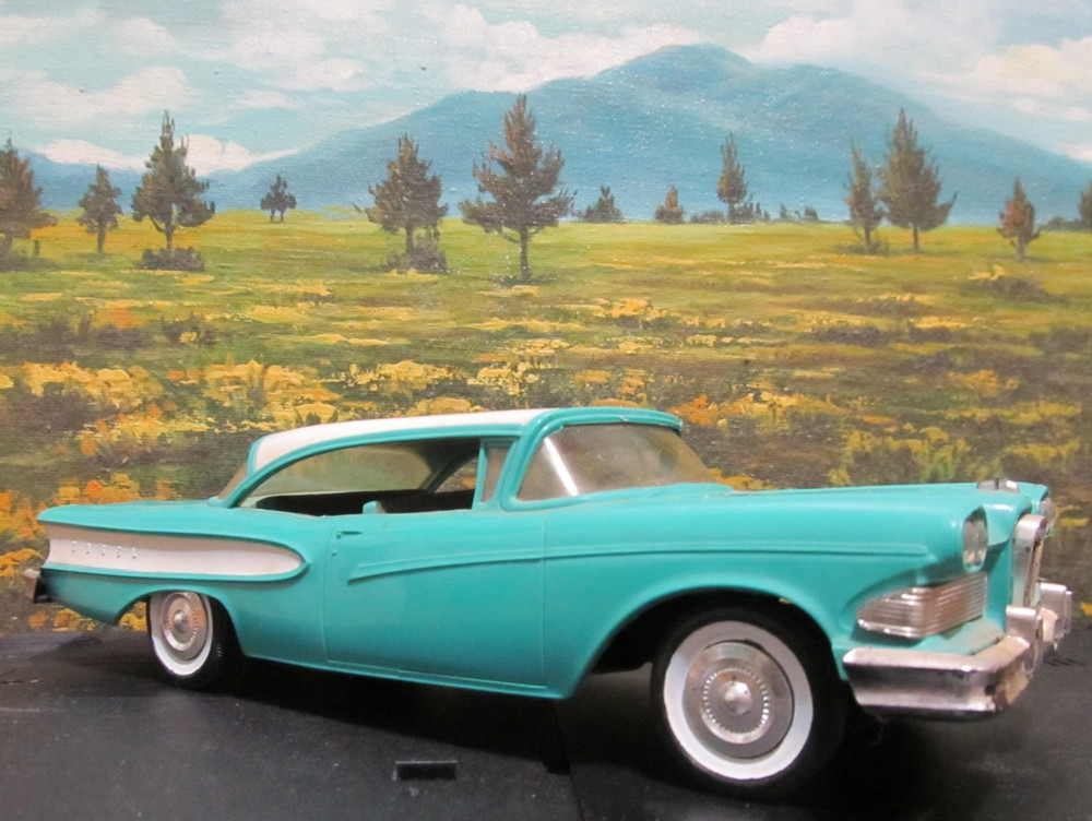 1958 FORD EDSEL 2 Door Hardtop Dealer Promo Model Car Friction Wheels Turquoise