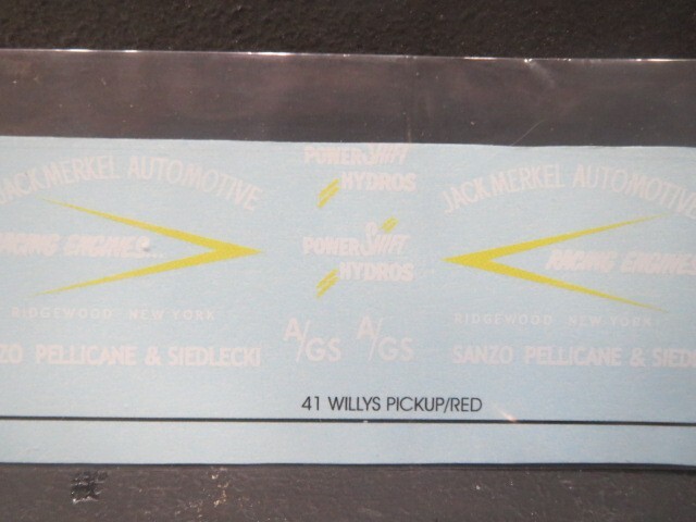 Jack Merkel 41′ Willys Pickup AA/GS 1/25 Decal from Fremont Racing Specialties