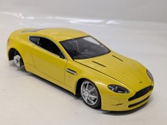 2 Racing Yellow Vintage Model Sports Cars Ferrari 348ts, Aston Martin V8 Vantage