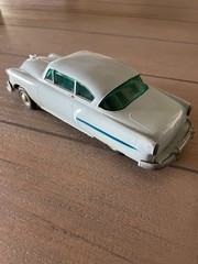 LOOK! 1954 CHEVY BELAIR 2 DOOR HT DEALER PROMO MODEL CAR BANK – Light Blue Gray