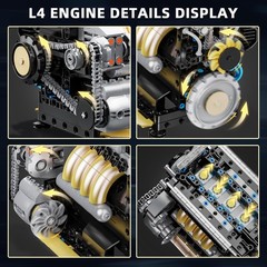 853 Pcs Visible L4 Internal Combustion Ohc Engine Motor Working Model DIY Kit