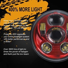 5.75″ LED Motorcycle Headlight Projector Lamp Iron 883 Sportster Dyna Red