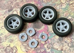 1/24 Scale: 17-inch “Torq Thrust-no Center Cap” wheels W/ Wide Rear Tires .Resin