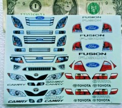 Brand?? 1/24 Water Slide Decals NASCAR FORD FUSION TOYOTA CAMRY Headlights Grill