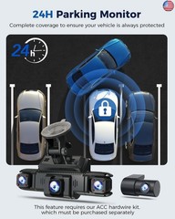 360 View 4 Channel Dash Cam Front and Rear Left Right Inside Camera for Cars,
