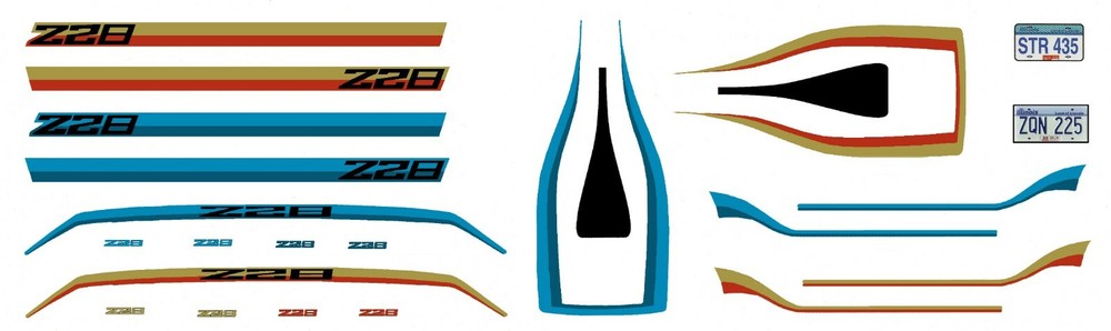 Late 70’s Camaro Z28 Stripes 1/18th Scale Waterslide Decals