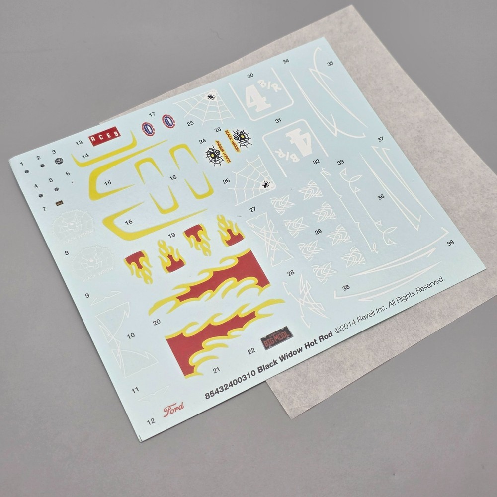 Monogram 1/24 Black Widow Hot Rod Parts Kitbash Decal Sheet