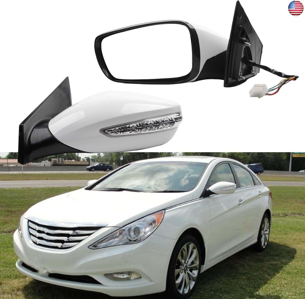 Dasbecan 7Pin Left Side Door Mirror Compatible With 2011-2014 Hyundai Sonata