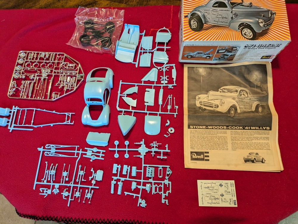 Vintage Revell Swindler ll 1941 Willys Gasser Coupe model kit 1970 issue Open