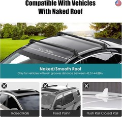 43″ Universal Roof Rack Cross Bars, Upgraded Aluminum Lockable Crossbars with