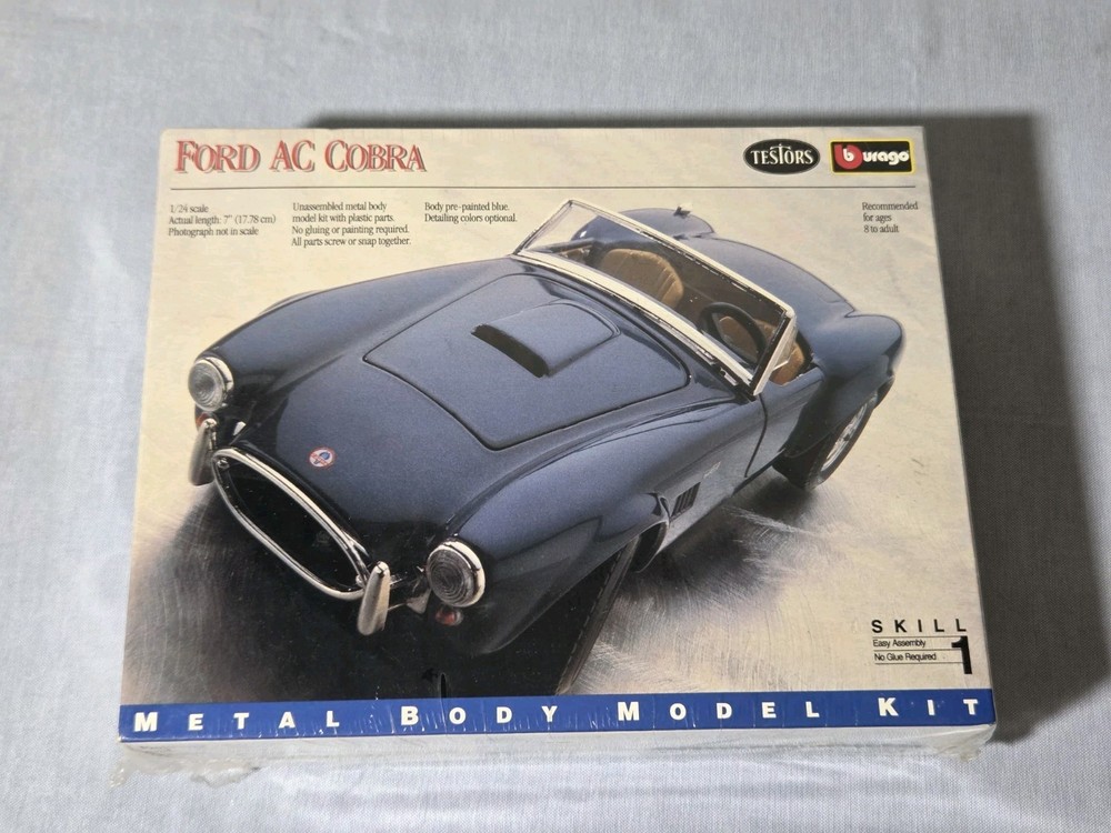 Vintage 1/24 TESTORS BURAGO FORD AC COBRA METAL BODY No. 164 FACTORY SEALED 1992