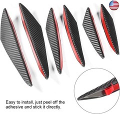 EVGATSAUTO Bumper Canard, 6pcs Carbon Fiber Texture Car Bumper Fin Canard