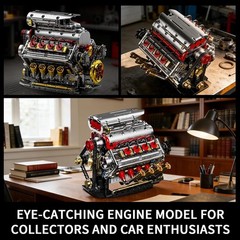 Authentic V8 Engine Model Kit – 1176 PCS with USB Rechargeable Motor for Adults