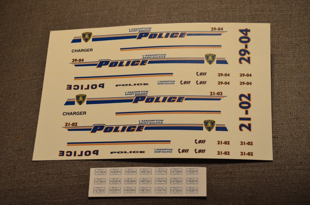 1/24, 1/25 Police Car decals (Bill Bozo – L’Assomption Saint-Sulpice, Canada)