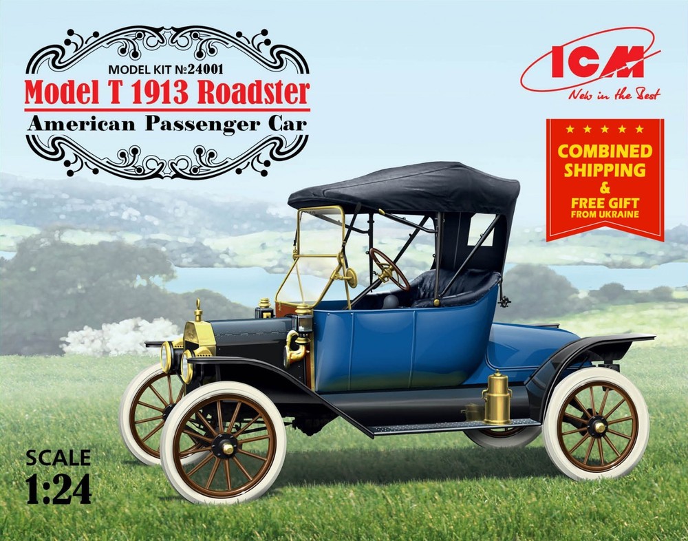 ICM 24001 – 1/24 – Model T 1913 Roadster American Passenger Car scale model kit