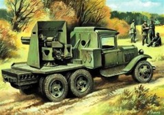 SU-1-12 76mm Gun on Gaz-AAA Soviet Truck WW II UM 322 scale 1/72 Unimodel 322