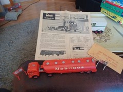 1956 Revell Mobil Gas White Semi Tanker /Trailer 1/48 # 1420 Built