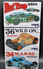 3pc NEW 1/25 Model Kit MODIFIED RACERS ’34 ’36 Rat Trap Vega Slammer Wild One
