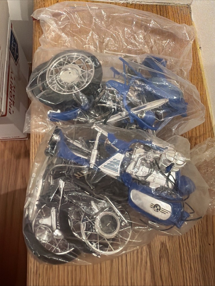 Vintage Model Motorcycle Parts Lot Misc Blue Bikes