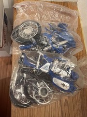 Vintage Model Motorcycle Parts Lot Misc Blue Bikes