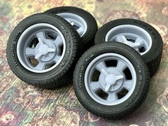 1/24 Scale: 17-inch “Cragar Street Pro” wheels W/ Wide Rear Tires . Resin
