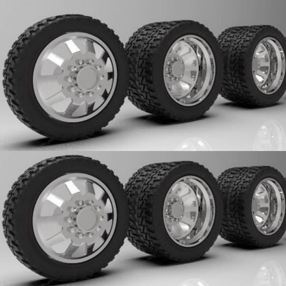 1:16 26” Semi Truck “Razor” Dually Wheels And Standard Tires (2 Fronts 4 Rears)