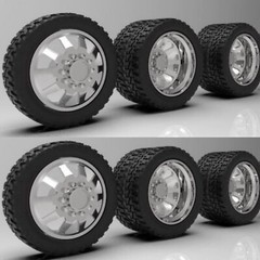 1:25 26” Semi Truck “Razor” Dually Wheels And Standard Tires (2 Fronts 4 Rears)