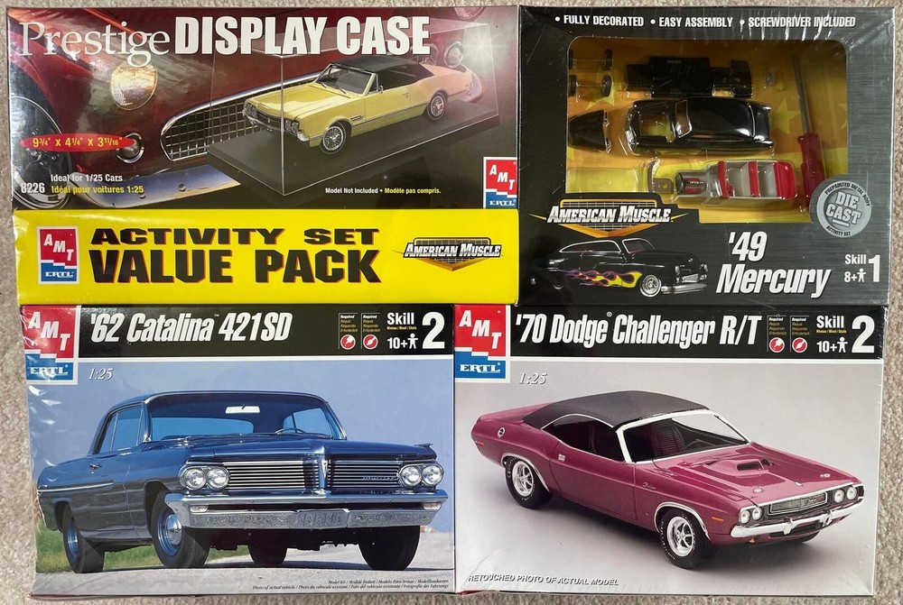 1994 FACTORY SEALED AMT ERTL 70 DODGE CHALLENGER RT 49 MERCURY 62 CATALINA +DISP