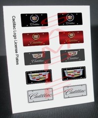CADILLAC LOGO miniature LICENSE PLATES for 1/25 scale MODEL CARS—PLEASE READ