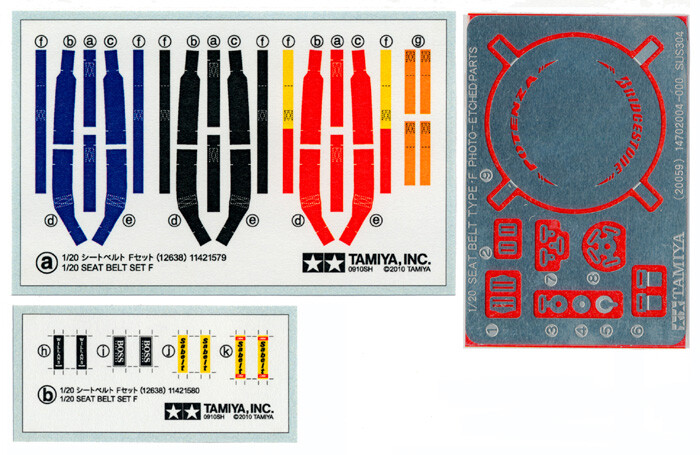 Tamiya 1/20 SCALE SEAT BELT SET F 12638