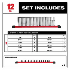 3/8 In. Drive SAE 12-Point Deep Well Socket Set (12-Piece)