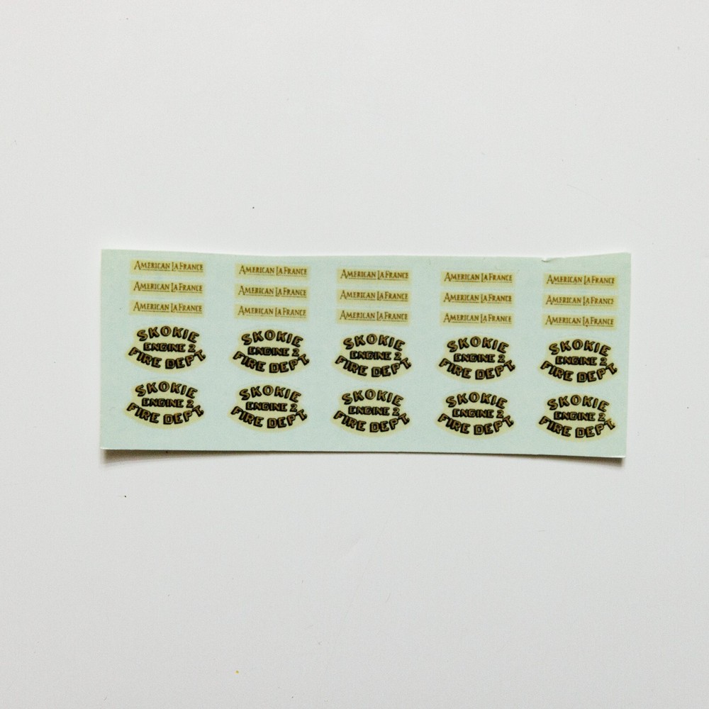 Vintage Lindberg Kit no. 646M Fire Engine Skokie Fire Dept Decals strip