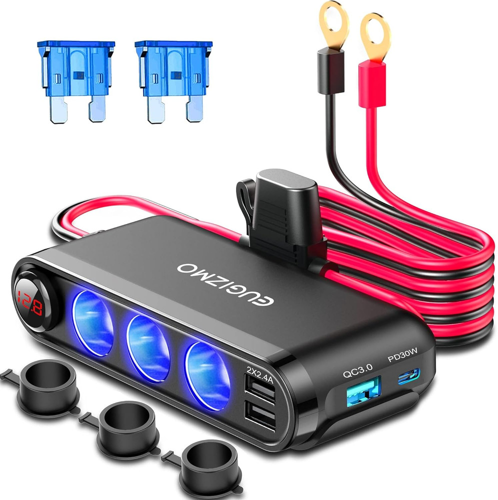 12V Cigarette Lighter Socket Splitter, 200W 3 Socket Multi Port Car Cigarette Li