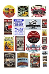 1:25 G scale model auto body repair shop car garage signs