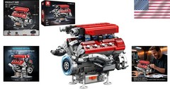 Realistic V8 Engine Model Kit – 1101 PCS Motorized Set with Visible Mechanics