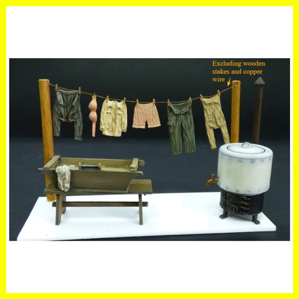 1/35 Scale Die-Cast Resin Model Assembled Kit WWII Field Laundry Scene Model …