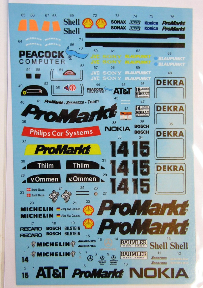 Decalpool 1/24 AMG Mercedes C-Class Promarkt #13 & 14 DTM 1994 Decal Sheet DP237