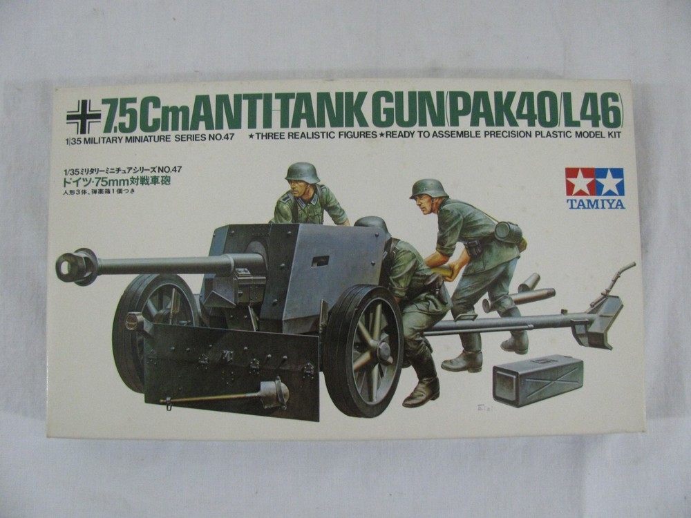 Tamiya 1/35 Scale German 7.5 cm Anti-Tank Gun Pak40/L46 w/ Figures #MM-147 NIB