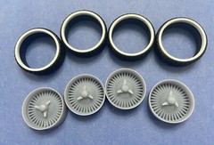 Resin 22 In. Low Rider Dayton Style Wheels, W/One In. Whitewalls,1/24 1/25 Scale