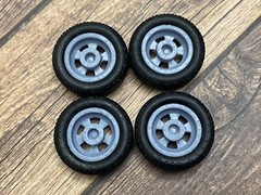 1/24 Scale: 17-inch “Cragar SS” model car wheels/tires. Resin; 3D
